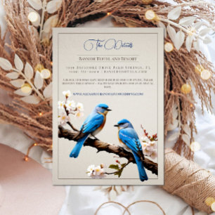 Tarjeta De Recepción Boda de Bluebirds de primavera