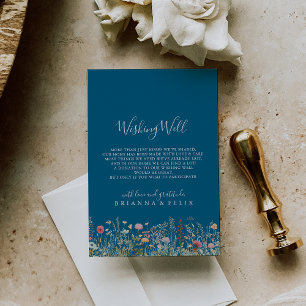 Tarjeta De Recepción Boda de Boho Wildflower despectivo de la marina