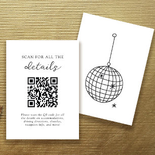 Tarjeta De Recepción Boda de bolas discográficas en blanco y negro Deta