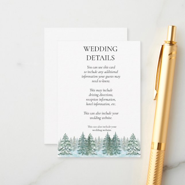 Tarjeta De Recepción Boda de bosque de pino acuarela (Anverso/Reverso In Situ)