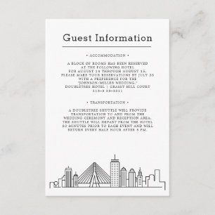 Tarjeta De Recepción Boda de Boston   Información del invitado