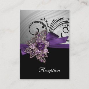 Tarjeta De Recepción Boda de broche vintage de la cinta Purple FAUX