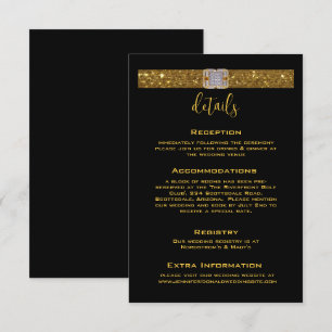 Tarjeta De Recepción Boda de Brooch de Diamante de Cinta Dorada
