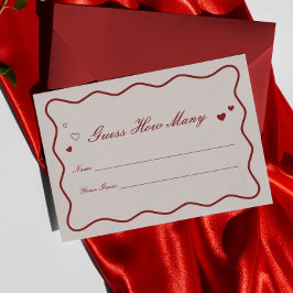 Tarjeta De Recepción Boda de Burgundy Valentine Adivina Cuántos