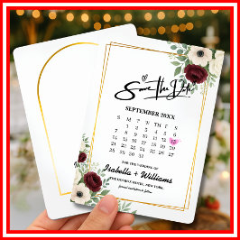 Tarjeta De Recepción Boda De Calendario De Geometría Verde Sabio Guarda