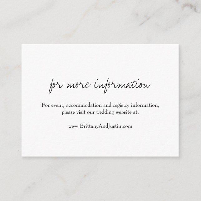 Tarjeta De Recepción Boda de caligrafía blanca moderna de Bretaña (Anverso)