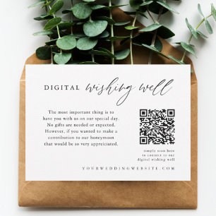 Tarjeta De Recepción Boda de caligrafía Código QR Deseos Digitales Bien
