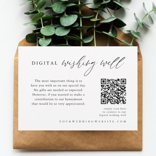 Tarjeta De Recepción Boda de caligrafía Código QR Deseos Digitales Bien (Subido por el creador)