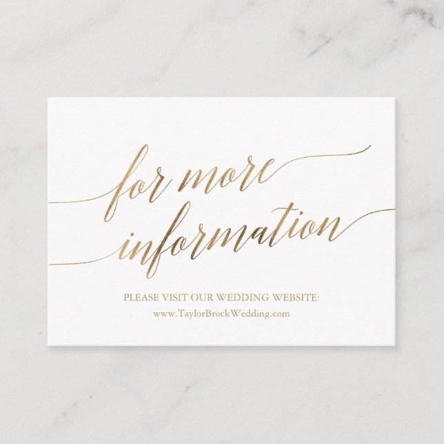 Tarjeta De Recepción Boda de caligrafía de oro elegante (Anverso)
