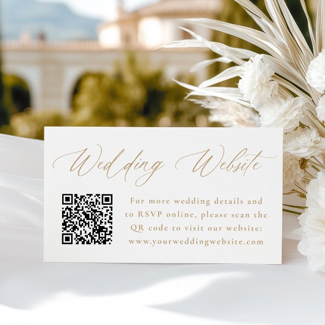 Tarjeta De Recepción Boda de caligrafía de oro moderno sitio web código (Subido por el creador)