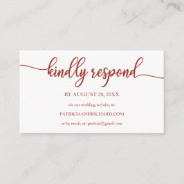Tarjeta De Recepción Boda de caligrafía de terracota RSVP en línea