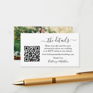 Tarjeta De Recepción Boda de caligrafía detalla sitio web QR Photo
