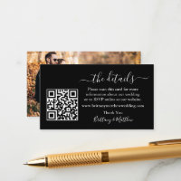 Boda de caligrafía detalla sitio web QR Photo Blac