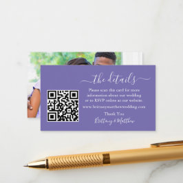 Tarjeta De Recepción Boda de caligrafía Detalles del Periwinkle fotográ