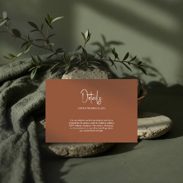 Tarjeta De Recepción boda de caligrafía minimalista terracotta