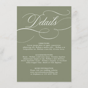 Tarjeta De Recepción Boda de caligrafía moderna atemporal Verde Salvia