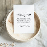 Tarjeta De Recepción Boda de caligrafía moderna deseando lo mejor<br><div class="desc">Este moderno boda de caligrafía que desea una buena tarjeta de alojamiento es perfecto para un boda rústico. El diseño,  sencillo y elegante,  presenta una tipografía de escritura clásica y elegante en blanco y negro.</div>