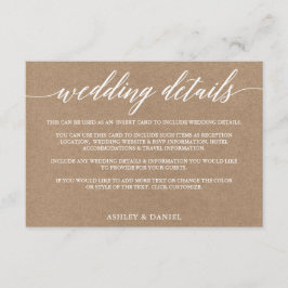 Tarjeta De Recepción Boda de caligrafía moderna detalla Kraft