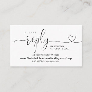 Tarjeta De Recepción Boda de caligrafía moderna en línea sitio web RSVP