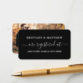 Tarjeta De Recepción Boda de caligrafía moderna foto negro