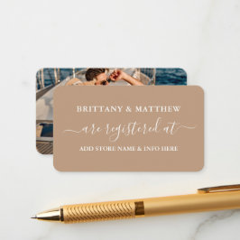 Tarjeta De Recepción Boda de caligrafía moderna foto Taupe