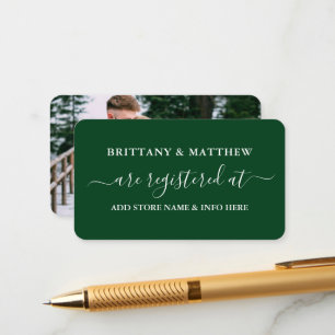 Tarjeta De Recepción Boda de caligrafía moderna foto verde