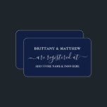 Tarjeta De Recepción Boda de caligrafía moderna Registro azul<br><div class="desc">Moderna tarjeta de inserción de Boda de escritura de caligrafía moderna. Azul Marino</div>