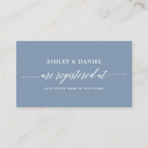 Tarjeta De Recepción Boda de caligrafía moderna Registro Dusty Blue