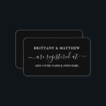 Tarjeta De Recepción Boda de caligrafía moderna Registro negro<br><div class="desc">Moderna tarjeta de inserción de Boda de escritura de caligrafía moderna. Blanco y negro</div>