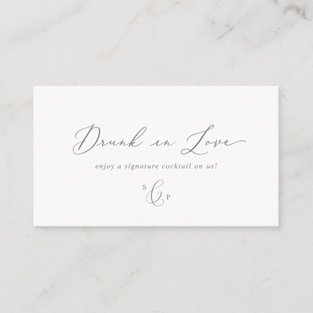 Tarjeta De Recepción Boda de caligrafía plateada Delicada Voucher (Anverso)