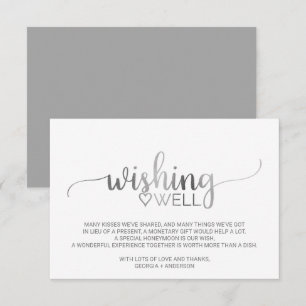 Tarjeta De Recepción Boda de caligrafía plateada simple que desea lo me