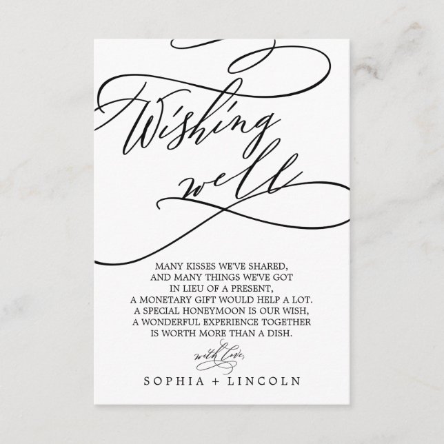 Tarjeta De Recepción Boda de caligrafía romántica con buena carta (Anverso)