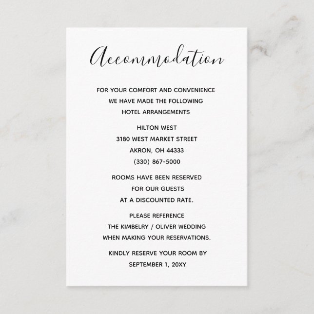 Tarjeta De Recepción Boda de caligrafía simple y mínima en blanco y neg (Anverso)