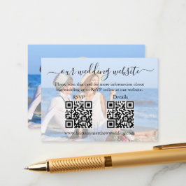 Tarjeta De Recepción Boda de caligrafía sitio web 2 QR Foto superpuesta
