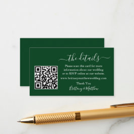 Tarjeta De Recepción Boda de caligrafía: sitio web QR Green
