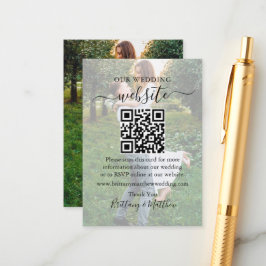 Tarjeta De Recepción Boda de caligrafía sitio web QR Overlay Photo