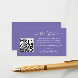 Tarjeta De Recepción Boda de caligrafía: sitio web QR Periwinkle
