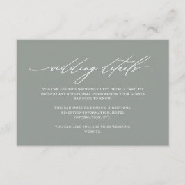 Tarjeta De Recepción Boda de caligrafía verde sabio moderno detalle de 
