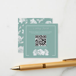 Tarjeta De Recepción Boda de Caligrafía Verde Salvia Información QR