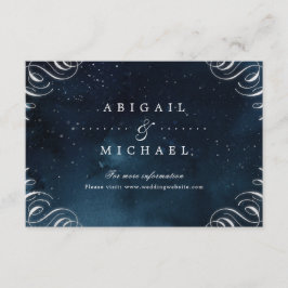 Tarjeta De Recepción Boda de caligrafía vintage de plata de la marina