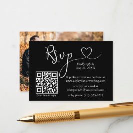 Tarjeta De Recepción Boda de Calligraphy Heart QR RSVP