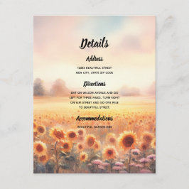 Tarjeta De Recepción Boda de Campo con Estilo Boho y Girasoles Acuarela