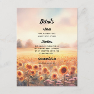 Tarjeta De Recepción Boda de Campo con Estilo Boho y Girasoles Acuarela
