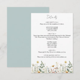 Tarjeta De Recepción Boda de campo de flores silvestres de verano