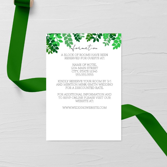 Tarjeta De Recepción Boda de canopy de hoja verde (Subido por el creador)