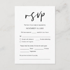 Tarjeta De Recepción Boda de cena RSVP, opciones de comida, petición de