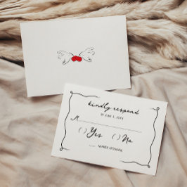 Tarjeta De Recepción Boda de cereza caprichosa manuscrita