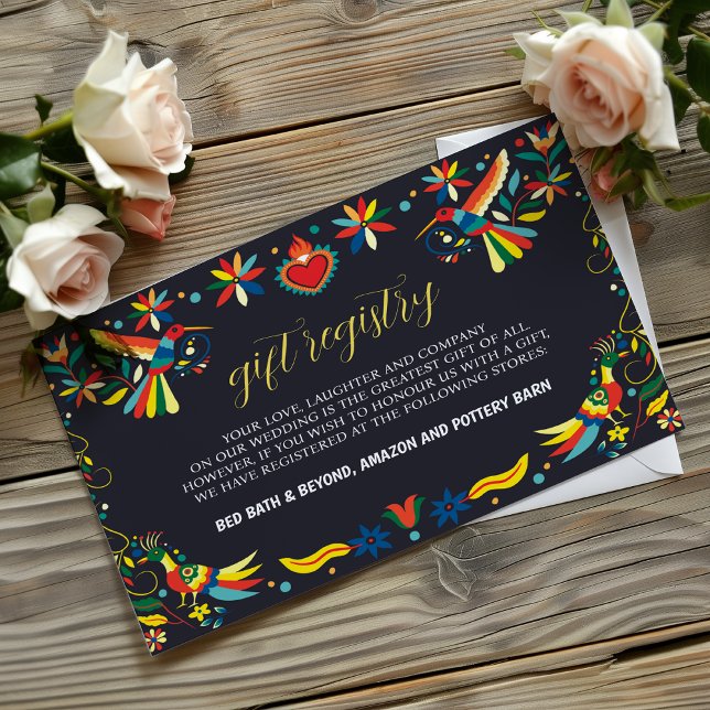 Tarjeta De Recepción Boda de Cinco de Mayo Fiesta (Mexican Colorful Cinco de Mayo Fiesta Wedding Enclosure Card)