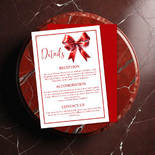 Tarjeta De Recepción Boda de cinta de cinta roja mínima de coqueta