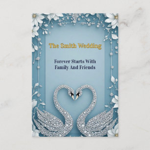 Tarjeta De Recepción Boda de Cisne Decoración de Lujo Azul